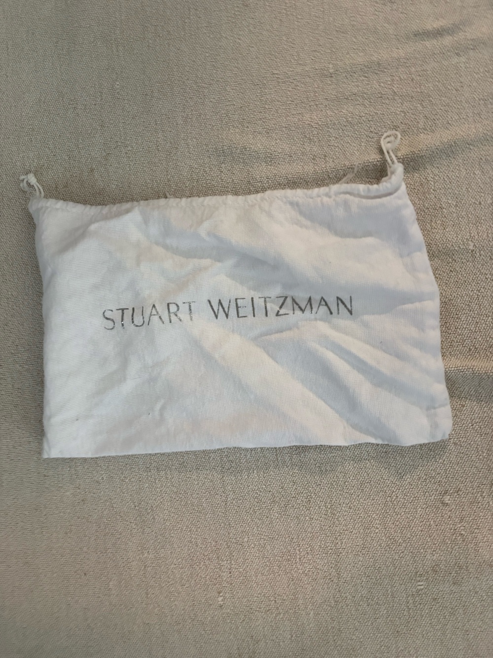 Stuart Weitzman White Logo Drawstring Dust Bag